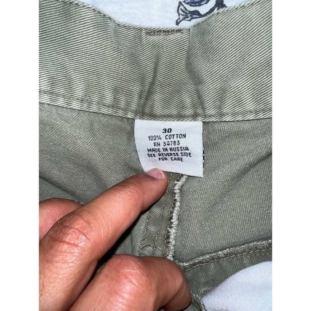 Vintage Lee Dungarees Cargo Shorts Men's 30x21 Utility Khaki Green Loose Fit Y2K